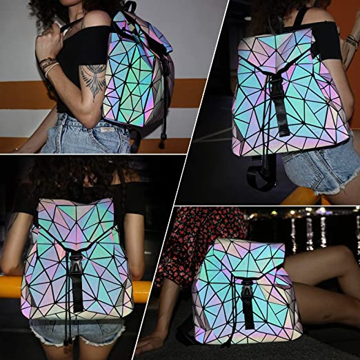 Reflective Colour-Changing Geometric Backpack for Women | Stornfield