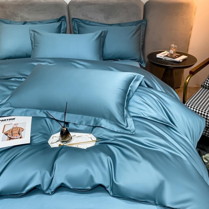 Light Blue Super Hero 1000 TC Duvet Cover Set – Ultra-Soft Egyptian Cotton with Sateen Finish | Stornfield