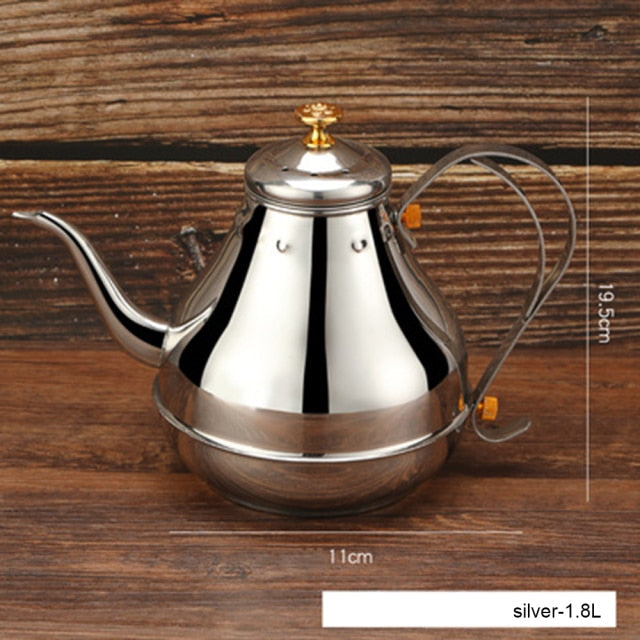 Long Stainless Steel Mouth Pot Kettle With Milk Filter Infuser Oolong Tea Pot | Stornfield