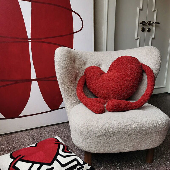 Love Heart Sofa Cushion in Soft Plush Fabric Design | Stornfield