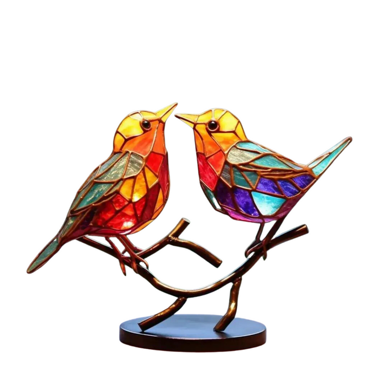 ElegantAviary | Colorful Birds on Branches Stornfield Desktop Ornaments