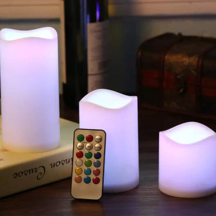 LED Candles - 3 pieces - 7.5/11.5/15 cm - with remote control - with color change | Stornfield