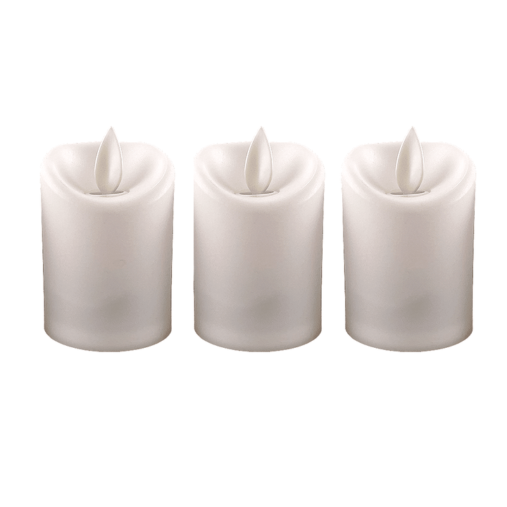 LED light white in plastic - with movable flame and remote control (3 pieces) | Stornfield
