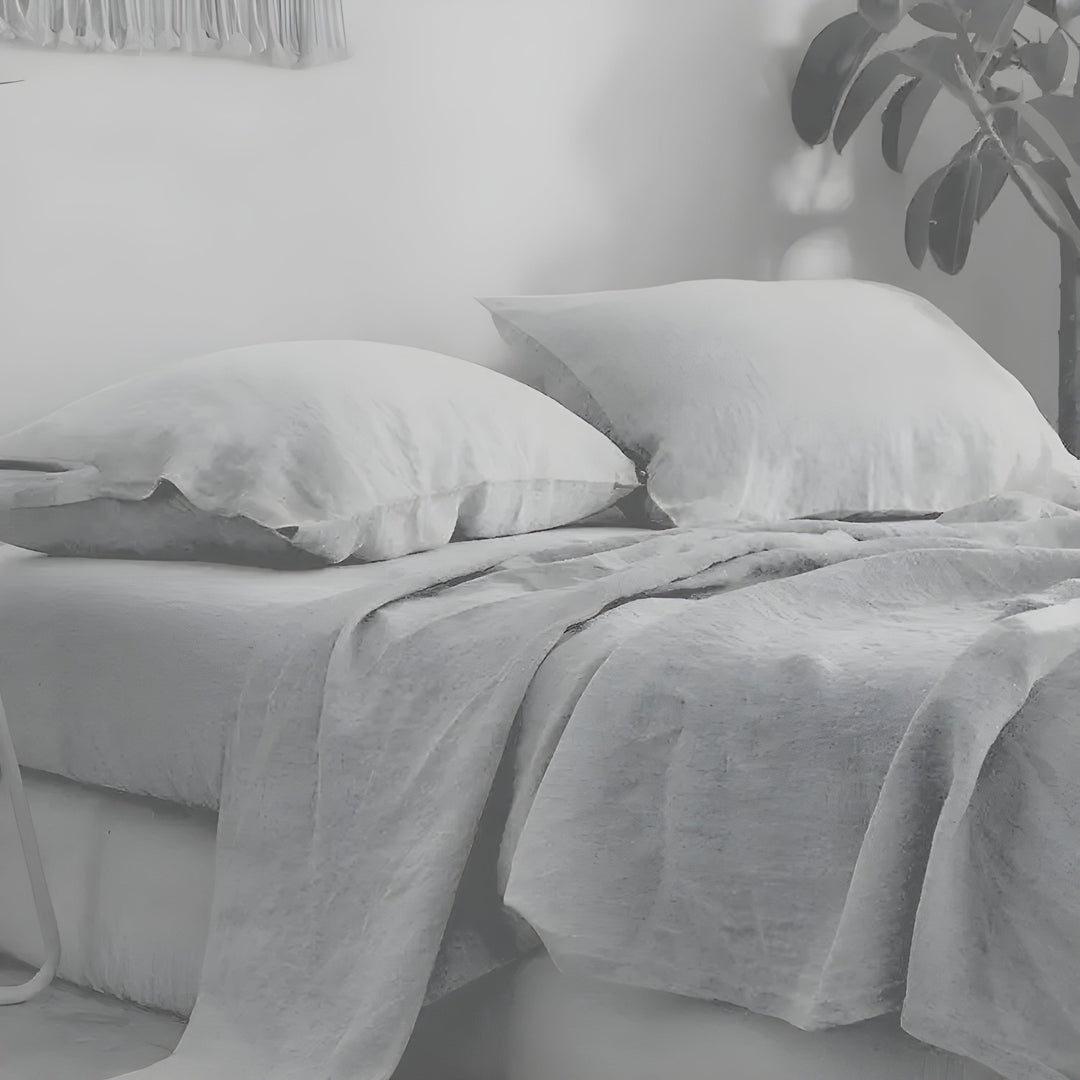 3PCS 100% Washed Linen Sheet Set - Natural Flax Bed Sheets with 2 Pillowcases | Stornfield