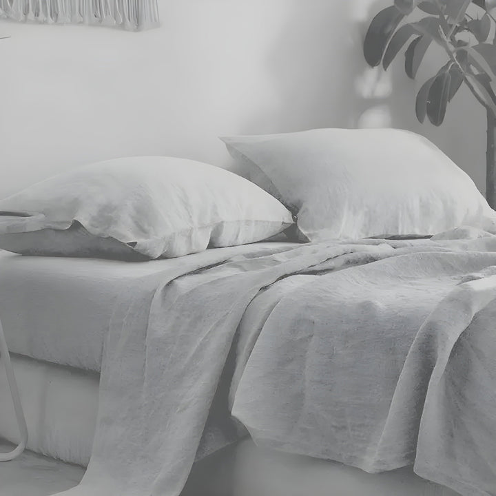 3PCS 100% Washed Linen Sheet Set - Natural Flax Bed Sheets with 2 Pillowcases | Stornfield