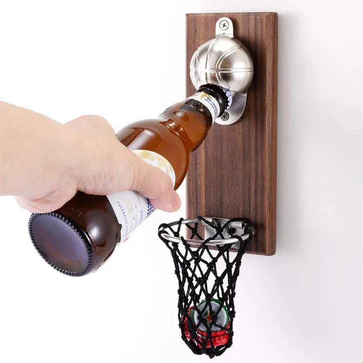 Basketball Magnetic Stainless Steel Bottle Opener, Wooden Beer Bottle Opener | Stornfield