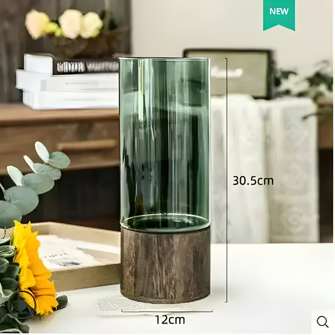 TranquilBloom Vase – European Hydroponics Wood and Glass Vase | Stornfield