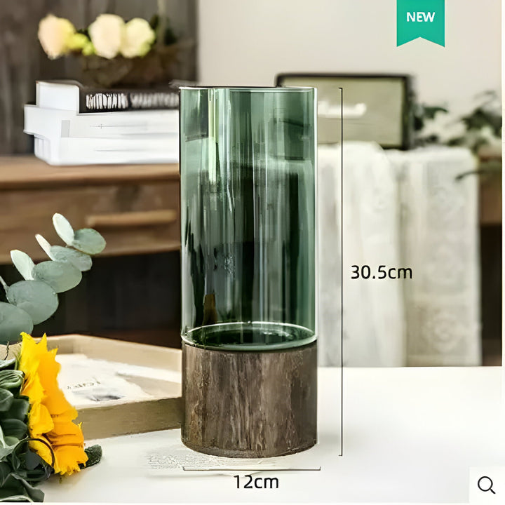 TranquilBloom Vase – European Hydroponics Wood and Glass Vase | Stornfield