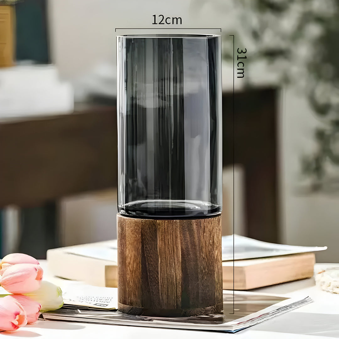 TranquilBloom Vase – European Hydroponics Wood and Glass Vase | Stornfield