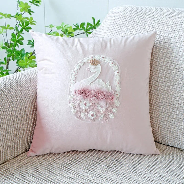 Pink Cushion Cover with Floral Pattern – Decorative Pillowcase for Living Room and Kids Room | Stornfield
