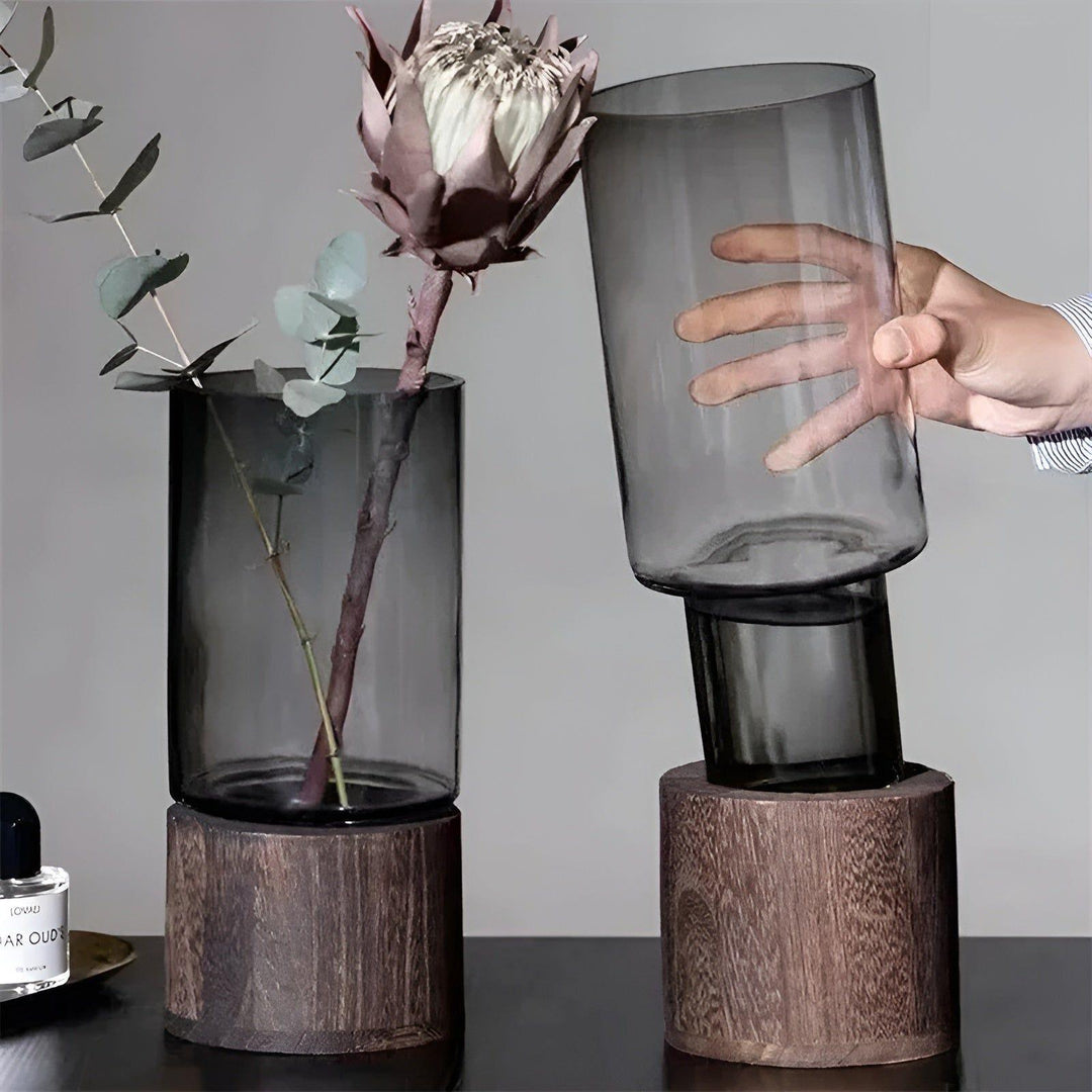 HydroGlass Vase - European Wood-Transparent Glass Vase | Stornfield
