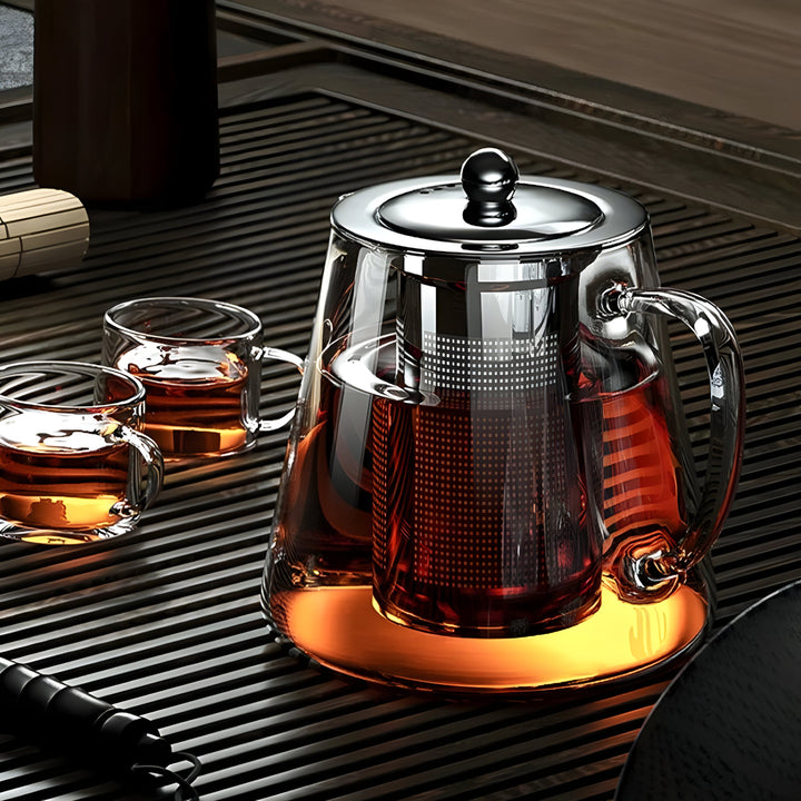 CrystalBrew Cup - Heat-resistant glass with stainless steel filter | Stornfield