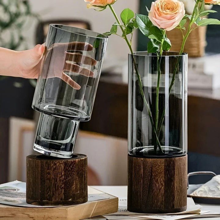 HydroGlass Vase - European Wood-Transparent Glass Vase | Stornfield