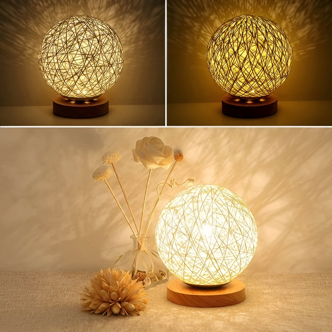 TwineGlow Light - Modern USB Rechargeable Rattan Table Lamp | Stornfield