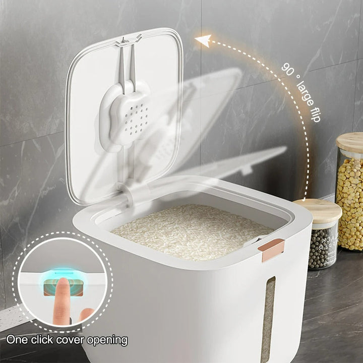 VoorraadKlik – Airtight dispenser box with measuring cup for rice and grains (5 or 10 kg) | Stornfield