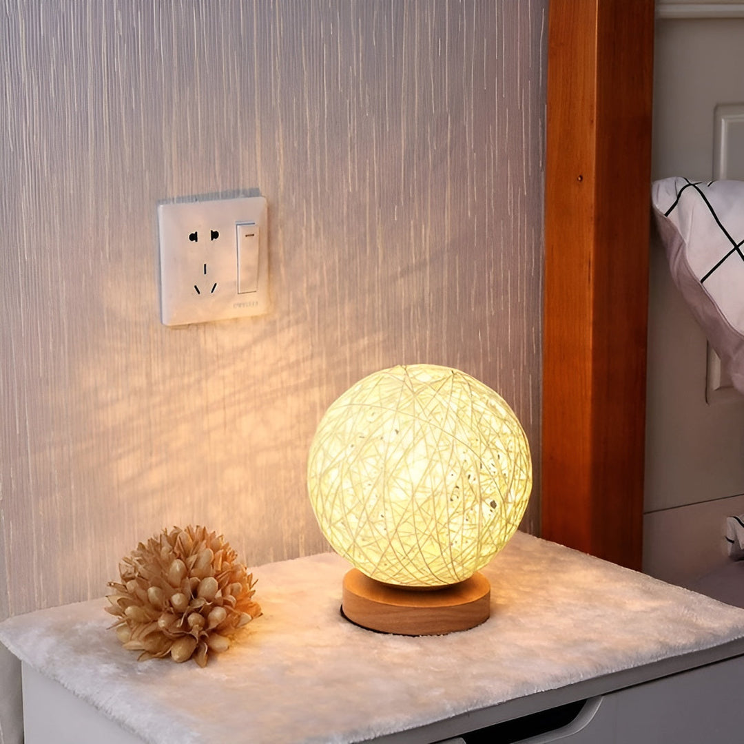 TwineGlow Light - Modern USB Rechargeable Rattan Table Lamp | Stornfield