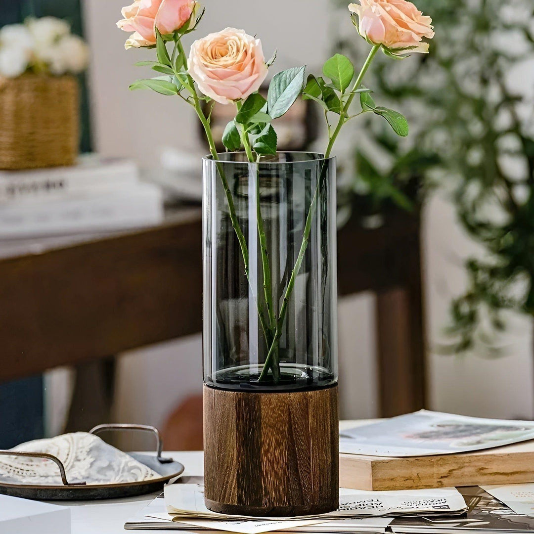 HydroGlass Vase - European Wood-Transparent Glass Vase | Stornfield