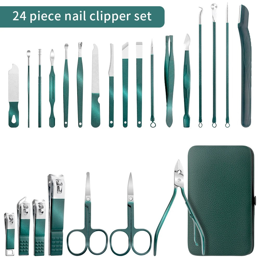 Stornfield | Stainless Steel Grooming Set | 7, 13, or 24-Piece Kits for Manicures & Pedicures at Home or Travel