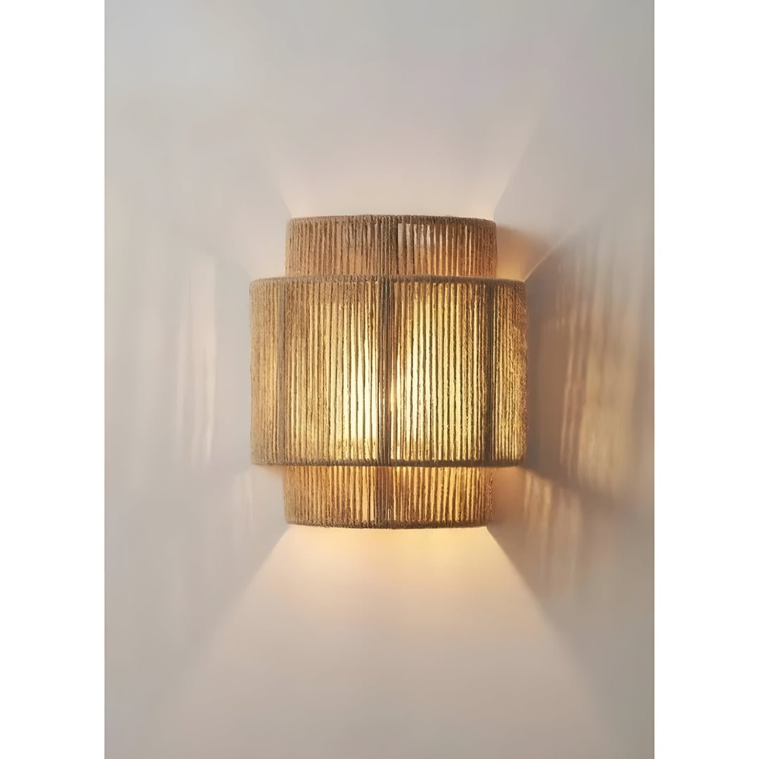Contemporary Rattan Woven Wall Lamp - WeaveGlow | Stornfield