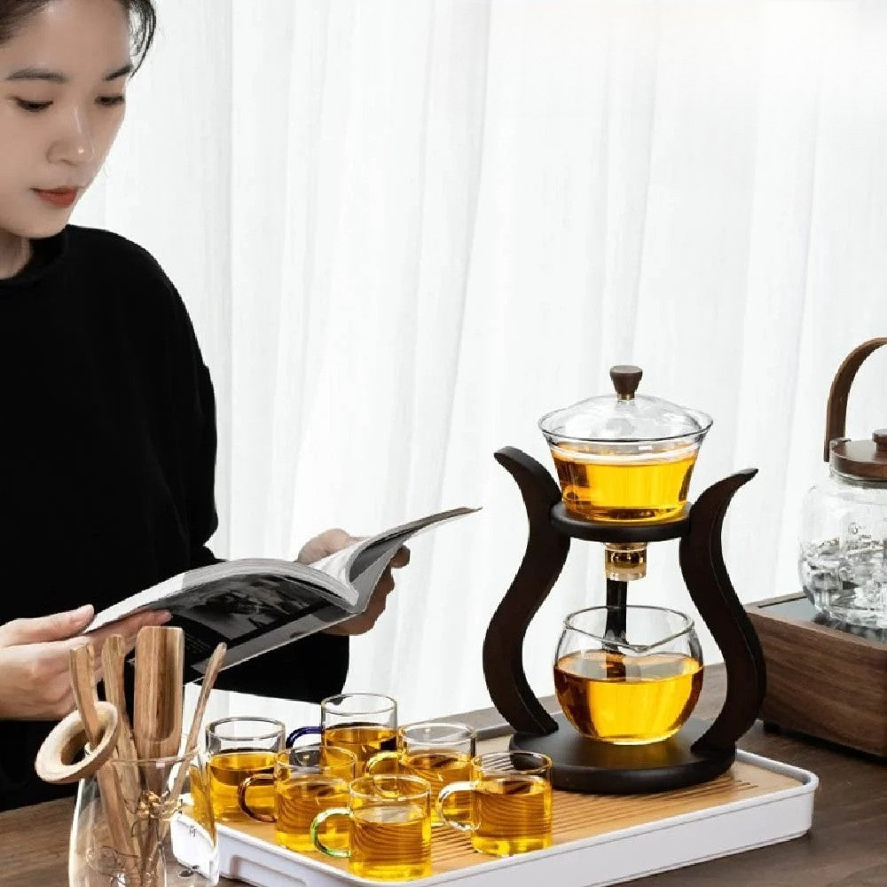 Glass Teaset with Magnetic Flow – Semi-Automatic Pot, Heat Resistant and Elegant | Stornfield