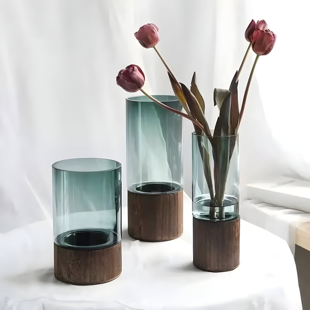 TranquilBloom Vase – European Hydroponics Wood and Glass Vase | Stornfield