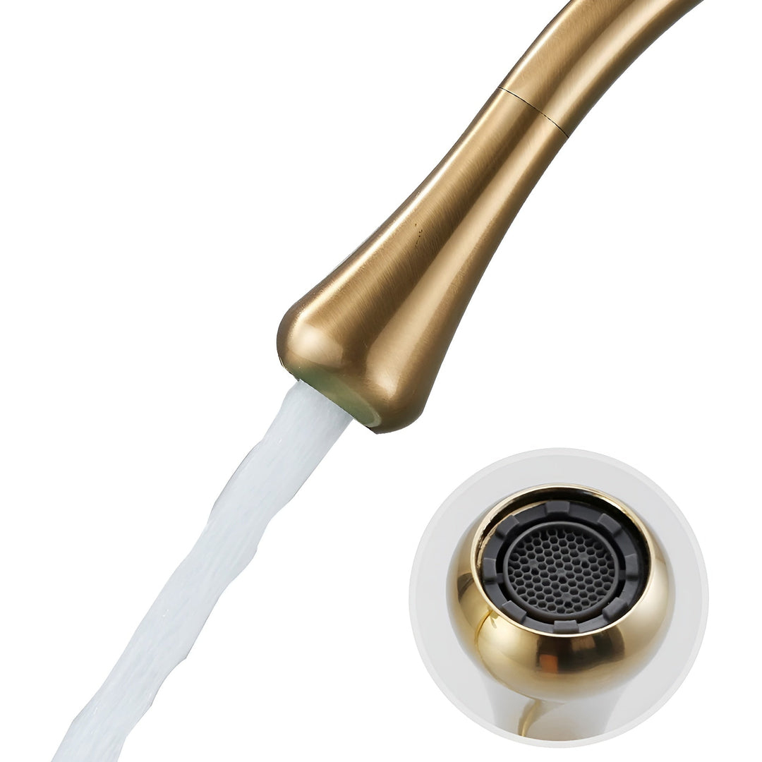 Washbasin tap in brushed look – countertop tap, hot-cold mixer, brass fitting for the living area | Stornfield