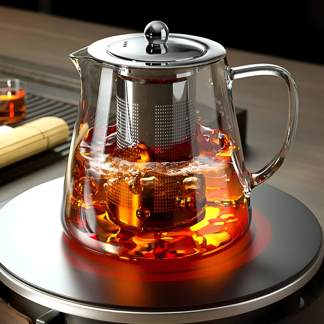 CrystalBrew Cup - Heat-resistant glass with stainless steel filter | Stornfield
