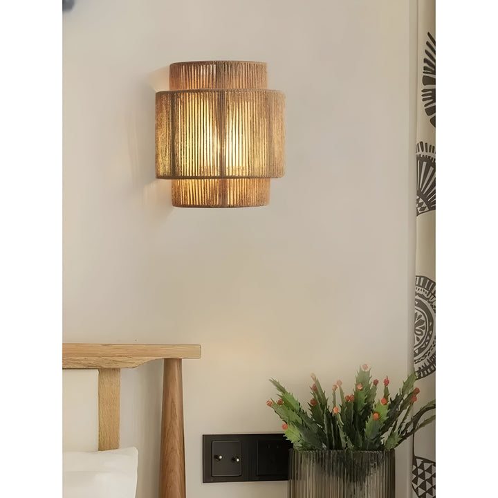 Contemporary Rattan Woven Wall Lamp - WeaveGlow | Stornfield