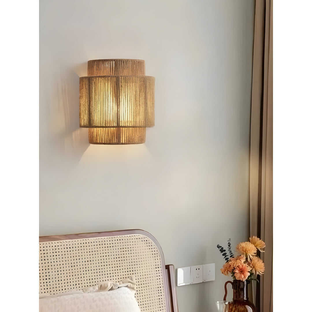 Contemporary Rattan Woven Wall Lamp - WeaveGlow | Stornfield