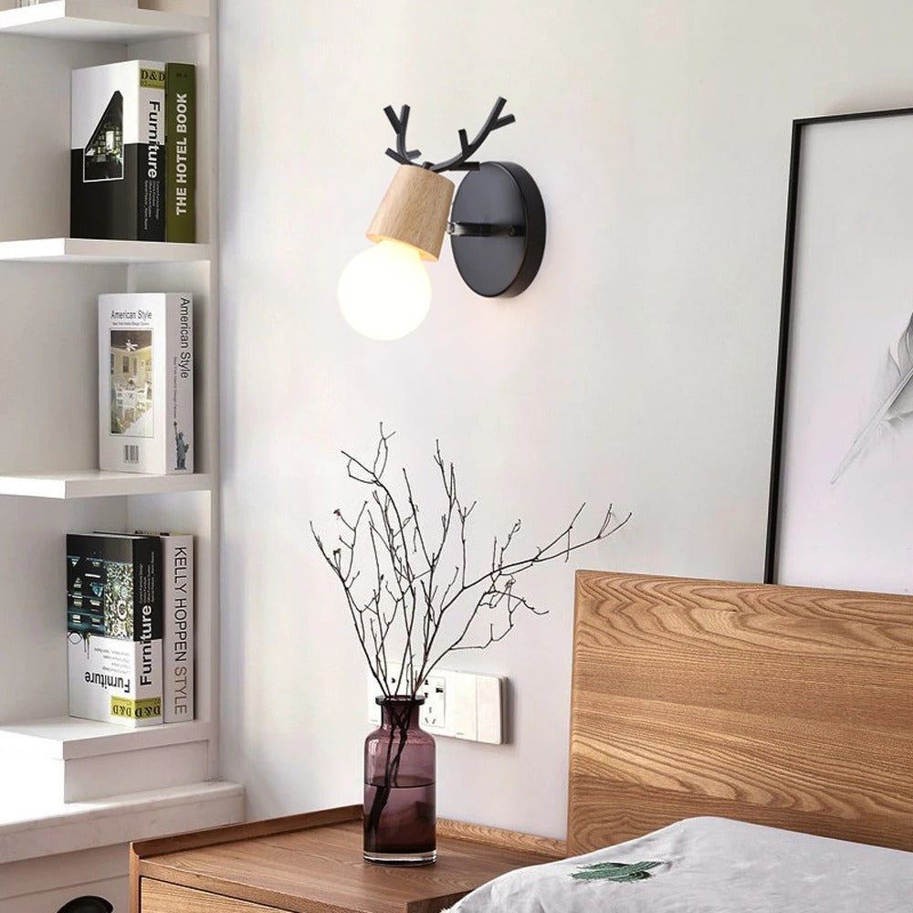 Deer Antler Wall Bedside Lamp Sconce in Nordic Style Design | Stornfield