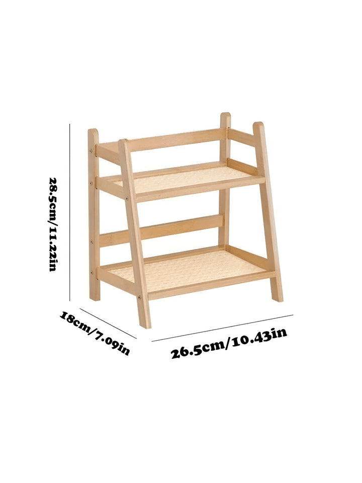 Bamboo imitation kitchen shelf – 2-tier organizer for cups & accessories | Stornfield