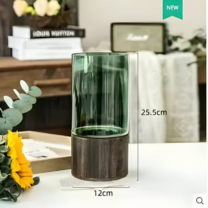 TranquilBloom Vase – European Hydroponics Wood and Glass Vase | Stornfield
