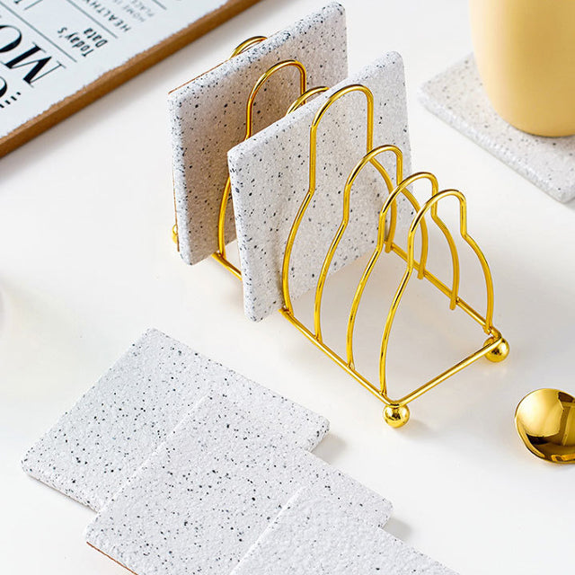Stornfield | Marbled Ceramic Coaster Set with Holder