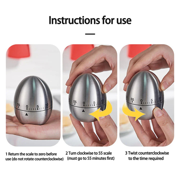 Mechanical Kitchen Timer Wind-Up Stainless Steel Cute Countdown Clock | Stornfield