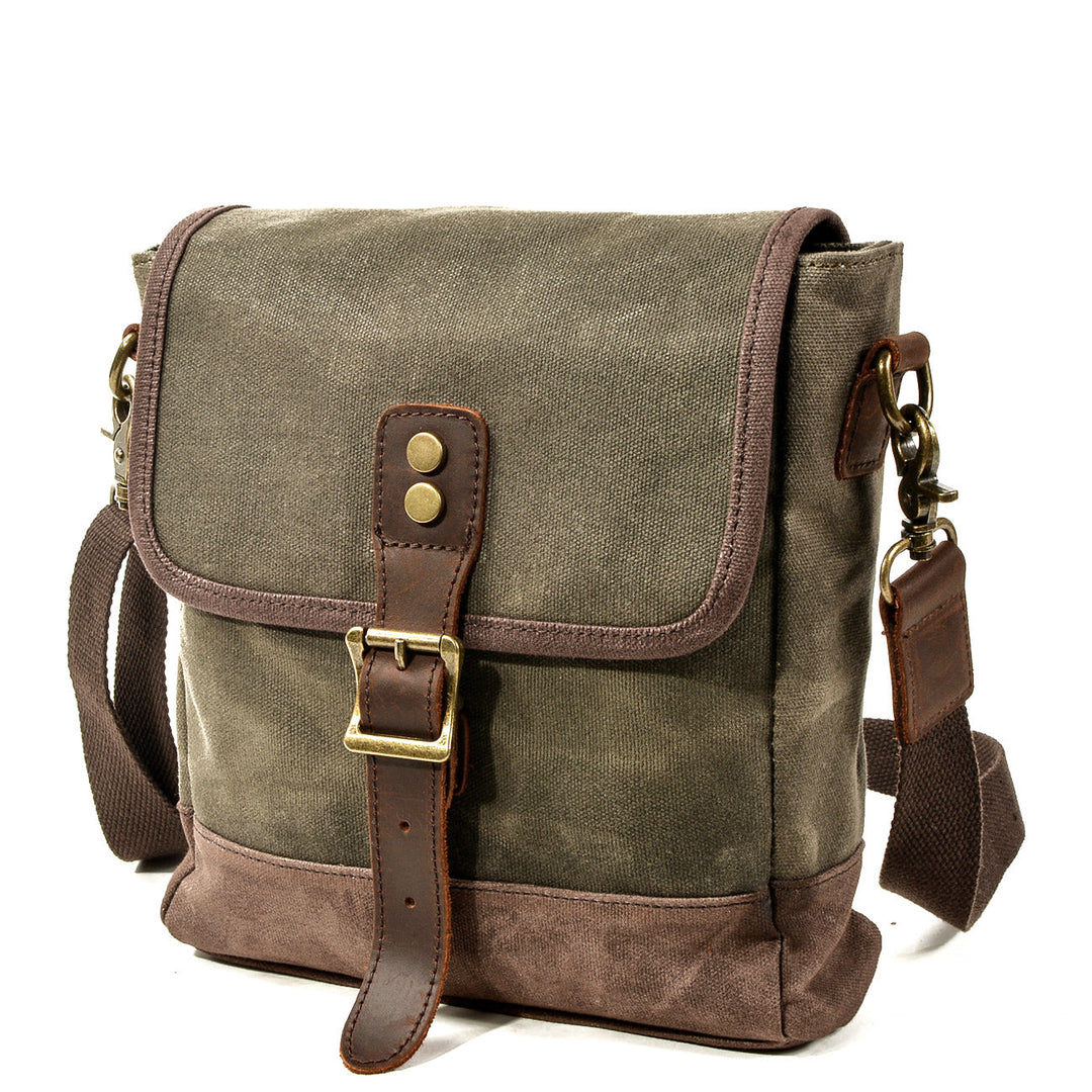 Stornfield | HorizonPath - Compact Vintage Shoulder Bag - High Quality Waxed Cotton and Full-Grain Leather