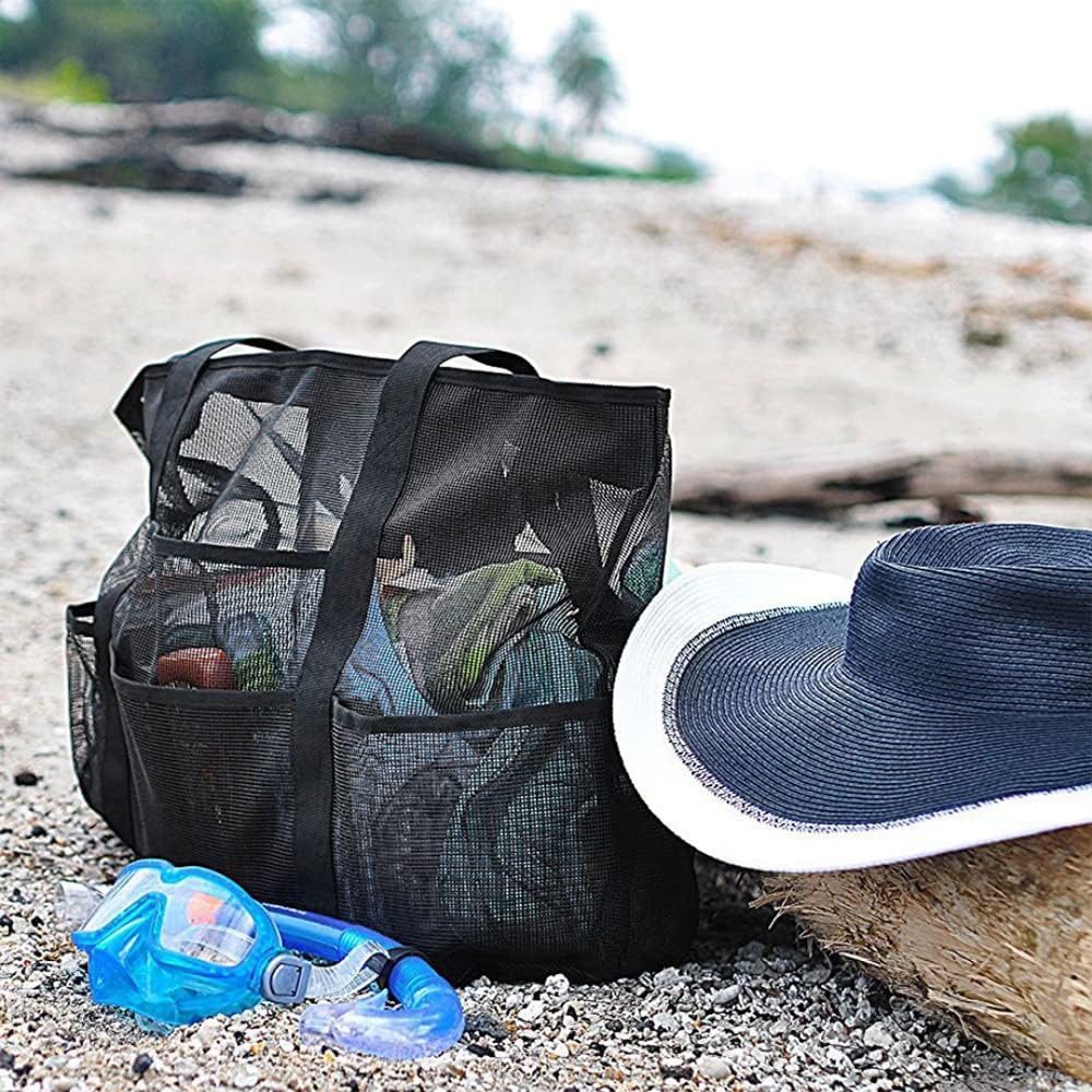 Foldable Mesh Beach Tote with 9 Pockets for Family Days | Stornfield