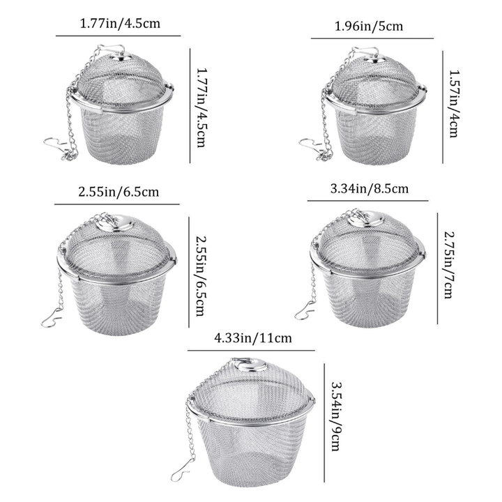 Mesh Tea Ball Infuser with Locking Chain Stainless Steel Spice Strainer | Stornfield