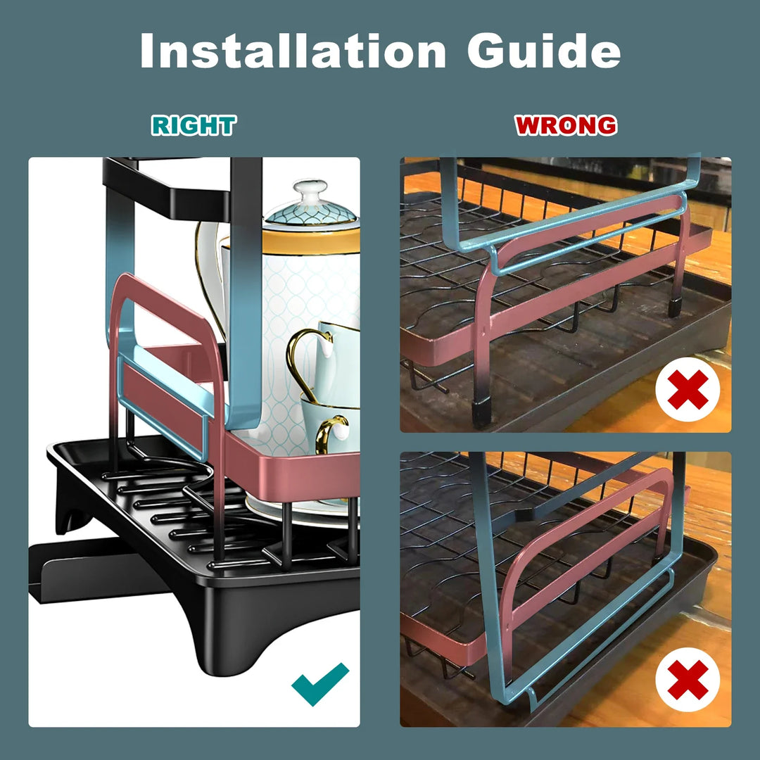 Metal Dish Drainer Rack with Utensil Holder and Dashboard Organizer | Stornfield