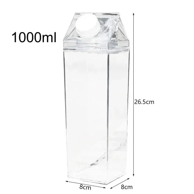 Milk Carton Water Bottle Plastic Square Transparent Drink Storage | Stornfield