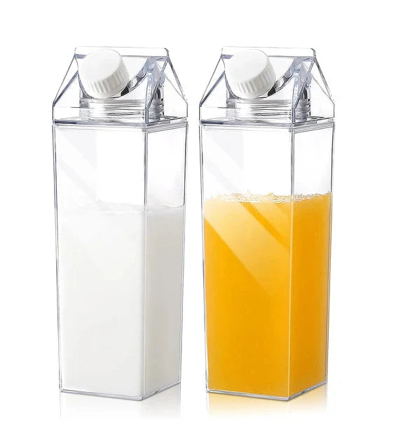 Milk Carton Water Bottle Plastic Square Transparent Drink Storage | Stornfield