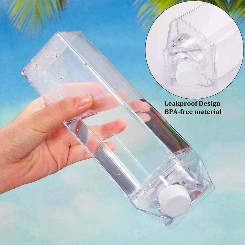 Milk Carton Water Bottle Plastic Square Transparent Drink Storage | Stornfield