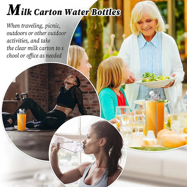 Milk Carton Water Bottle Plastic Square Transparent Drink Storage | Stornfield