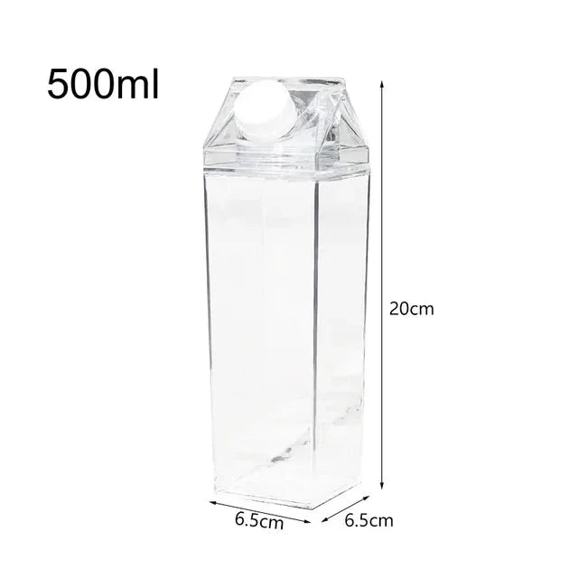 Milk Carton Water Bottle Plastic Square Transparent Drink Storage | Stornfield