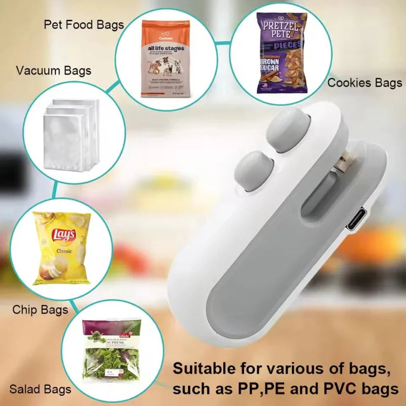 Mini Bag Sealer Rechargeable Heat Sealer with Cutter Portable Sealer | Stornfield