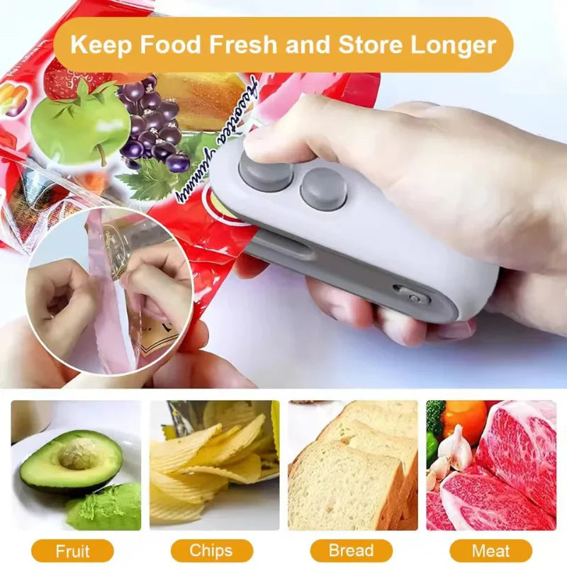 Mini Bag Sealer Rechargeable Heat Sealer with Cutter Portable Sealer | Stornfield