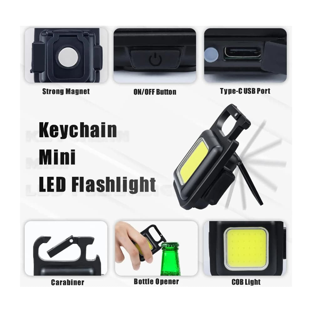 Keychain COB-LED flashlight - rechargeable - 3 light modes | Stornfield
