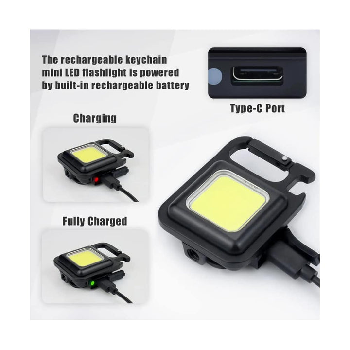 Keychain COB-LED flashlight - rechargeable - 3 light modes | Stornfield