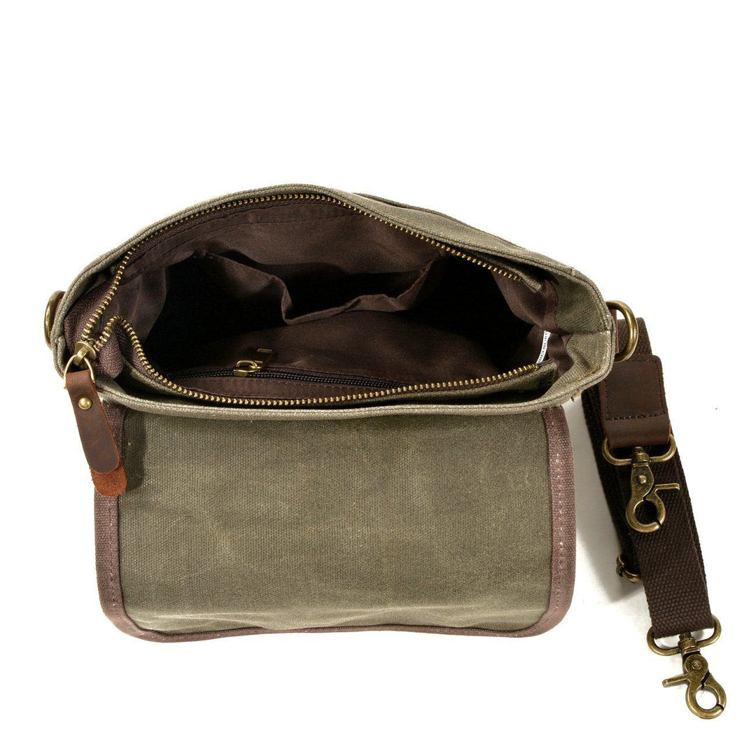 Stornfield | HorizonPath - Compact Vintage Shoulder Bag - High Quality Waxed Cotton and Full-Grain Leather