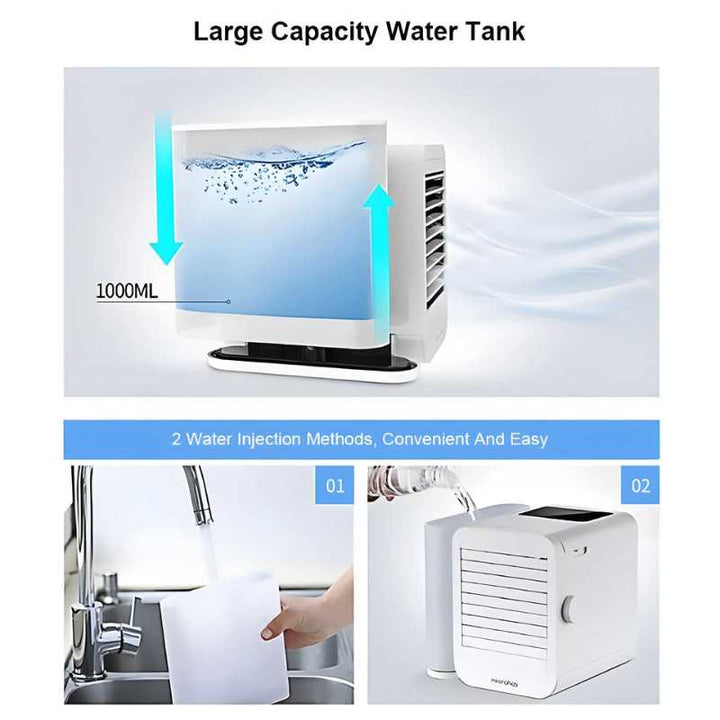 MicroCool Mini Air Conditioner Portable Evaporative Swamp Cooler with 1000ml Water Tank | Stornfield