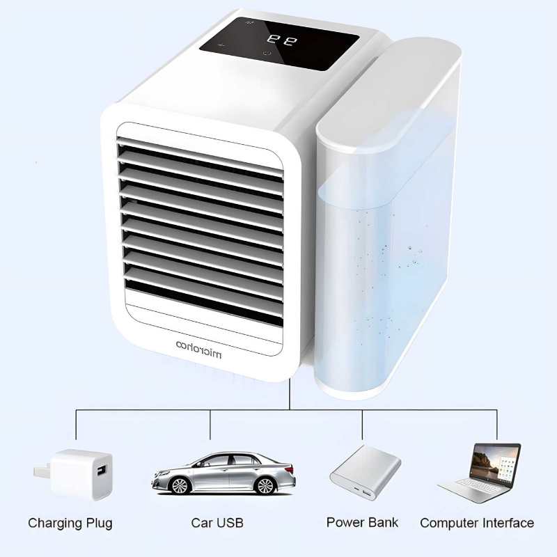 MicroCool Mini Air Conditioner Portable Evaporative Swamp Cooler with 1000ml Water Tank | Stornfield